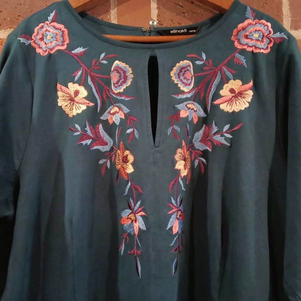Eshakti Womens Unique Hand Made Floral Embroidered Pocketed Drop Waist Dress 🌷 - Picture 5 of 16